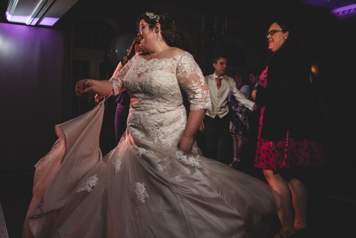 The Bride dancing to the Mobile Disco at Brockencote Hall in Kidderminster, Worcestershire