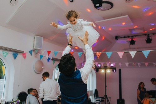 Wedding guests dancing at Wren Hall