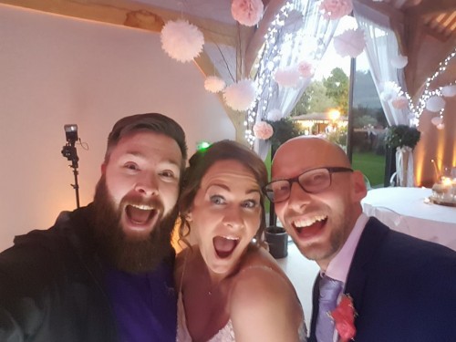 Wedding DJ Benny Smyth with the Bride and Groom
