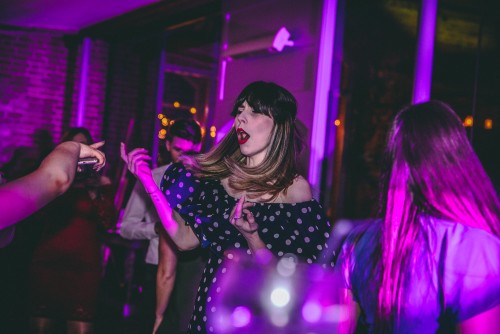 Guest dancing to the Mobile DJ at Swallows Nest Barn in Warwick