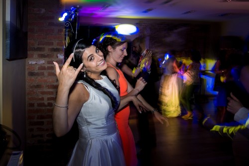 Bride having a great time at Nuthurst Grange