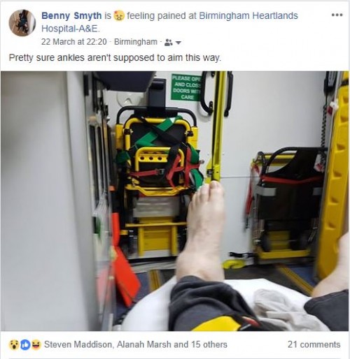 Broken ankle in an Ambulance