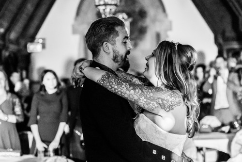 Bride and Groom dancing at Ettington Park Hotel