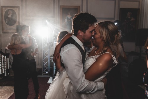 Bride and groom dancing to the Wedding DJ at Middleton Hall in Tamworth, Staffordshire