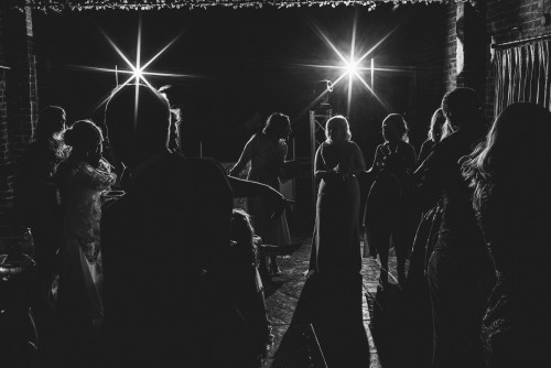Guests dancing to the Wedding DJ at Curradine Barns in Shrawley, Worcestershire