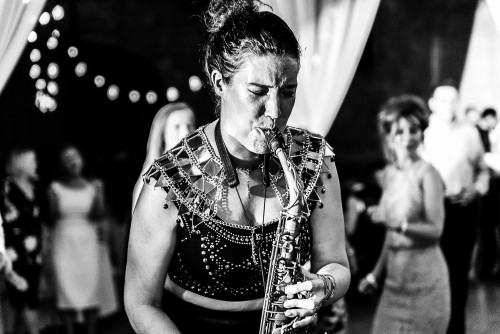 Sarah Sax Player playing alongside the Mobile DJ at Calke Abbey in Derbyshire