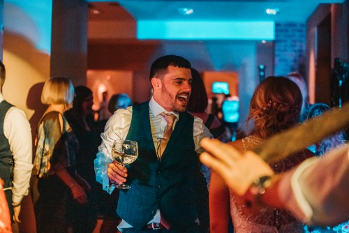 One more guest dancing to the Mobile Disco at Nuthurst Grange, Hockley Heath, Warwickshire