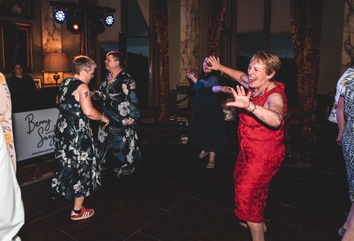 More guests dancing to the Mobile Disco at Eastnor Castle in Ledbury, Herefordshire