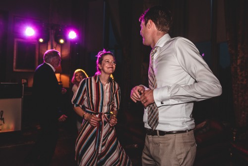 Guests dancing to the Mobile Disco at Eastnor Castle in Ledbury, Herefordshire