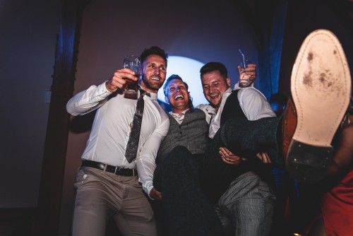 Groom being lifted at the Mobile DJ at The Mill Barns in Bridgnorth