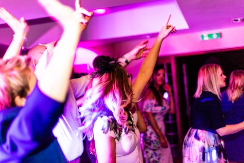 Guests dancing to the Wedding DJ at Nuthurst Grange